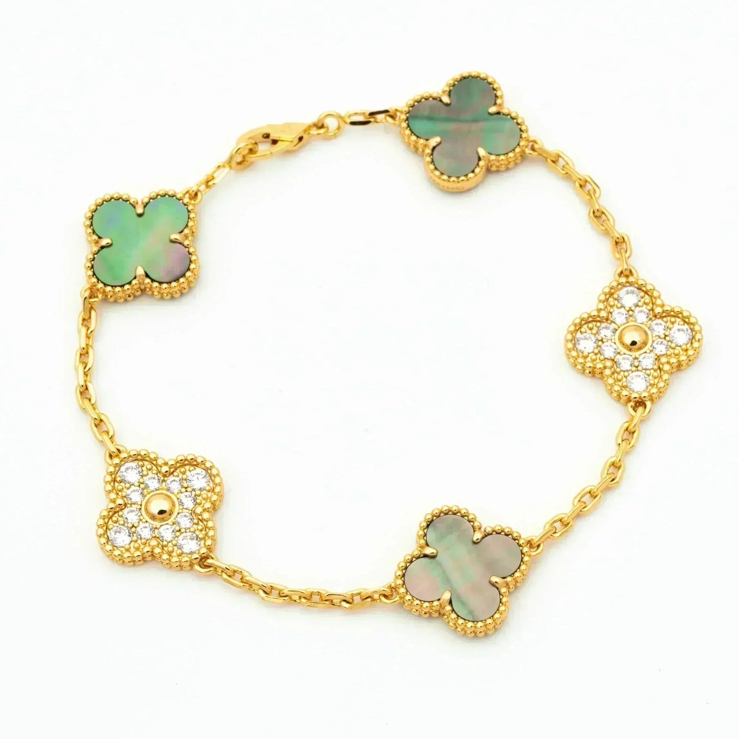 [LumiVibe] CLOVER 5 MOTIF GRAY MOP BRACELET COLLECTION