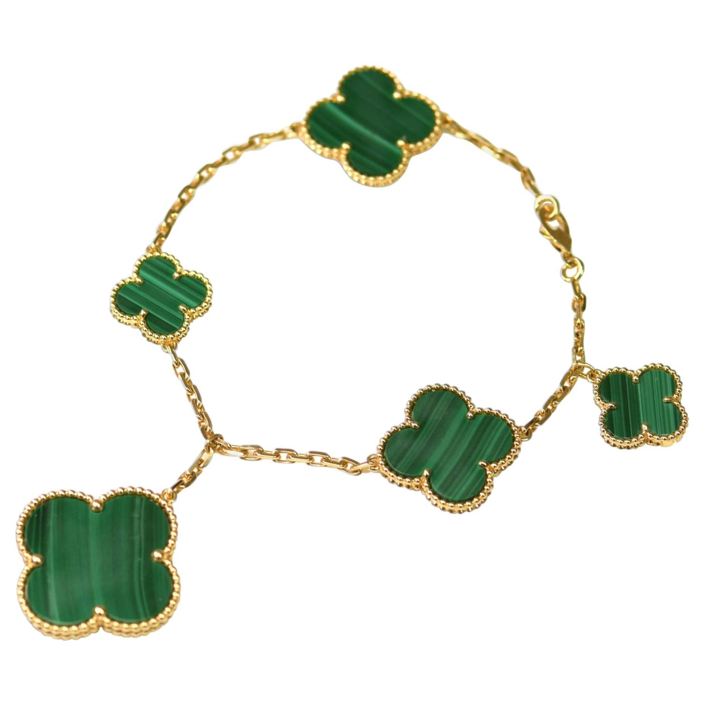 [LumiVibe]MAGIC CLOVER MALACHITE GOLD BRACELET 5 MOTIFS