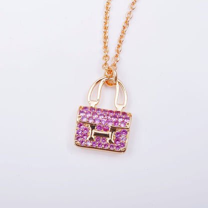 [LumiVibe]CONSTANCE PEDANT PURPLE DIAMOND NECKLACE