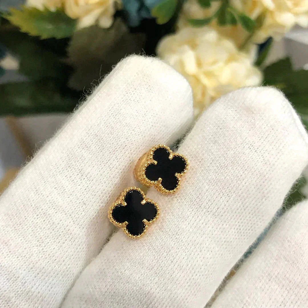 [LumiVibe]CLOVER MINI 9.5MM BLACK MOP EARRINGS