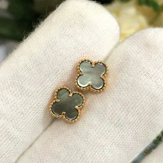 [LumiVibe]CLOVER MINI 9.5MM GRAY MOP EARRINGS
