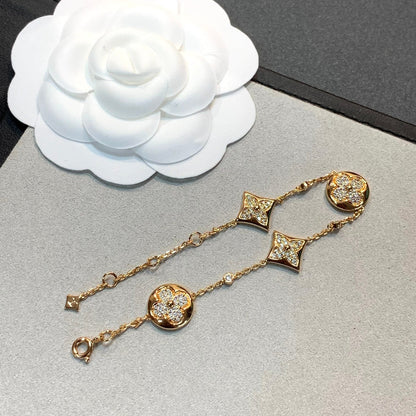 [LumiVibe]STAR AND SUN 4 MOTIFS GOLD DIAMONDS BRACELET