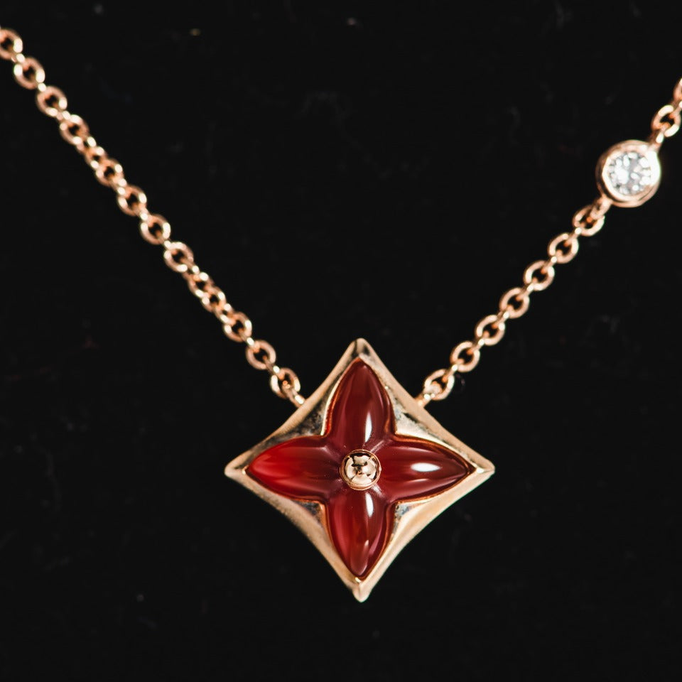 [LumiVibe]STAR NECKLACE PINK GOLD 1 DIAMOND