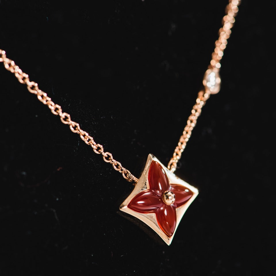 [LumiVibe]STAR NECKLACE PINK GOLD 1 DIAMOND