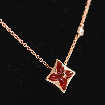 [LumiVibe]STAR NECKLACE PINK GOLD 1 DIAMOND