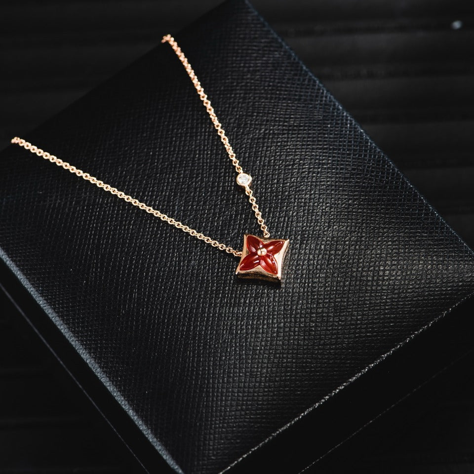 [LumiVibe]STAR NECKLACE PINK GOLD 1 DIAMOND