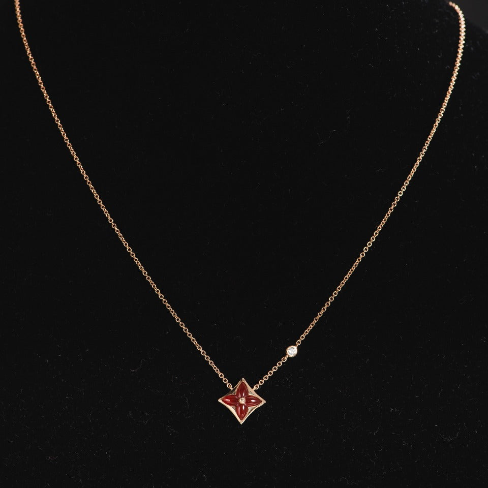 [LumiVibe]STAR NECKLACE PINK GOLD 1 DIAMOND