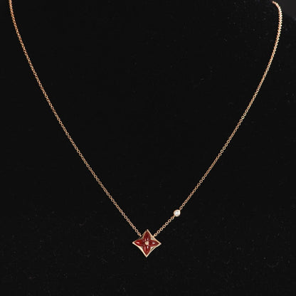 [LumiVibe]STAR NECKLACE PINK GOLD 1 DIAMOND