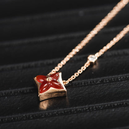 [LumiVibe]STAR NECKLACE PINK GOLD 1 DIAMOND