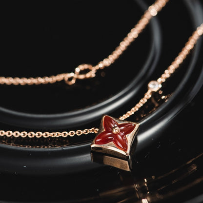 [LumiVibe]STAR NECKLACE PINK GOLD 1 DIAMOND