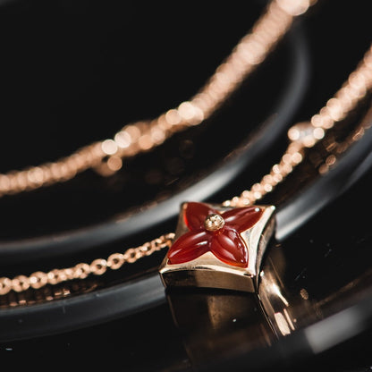 [LumiVibe]STAR NECKLACE PINK GOLD 1 DIAMOND