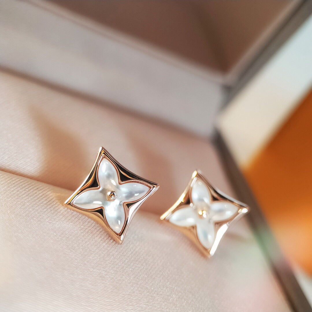 [LumiVibe]STAR MOP PINK GOLD EARRINGS