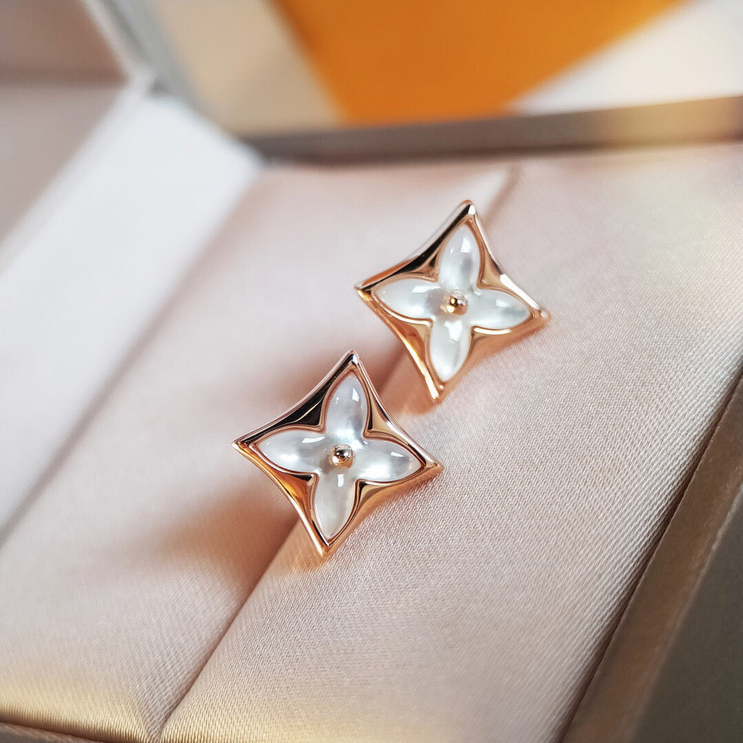 [LumiVibe]STAR MOP PINK GOLD EARRINGS