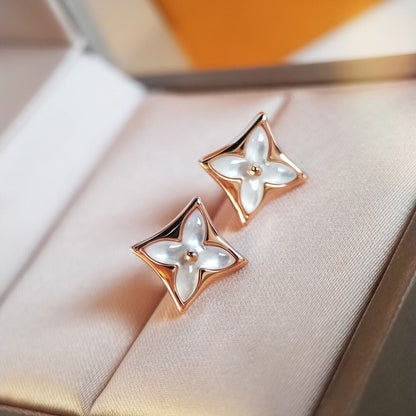 [LumiVibe]STAR MOP PINK GOLD EARRINGS