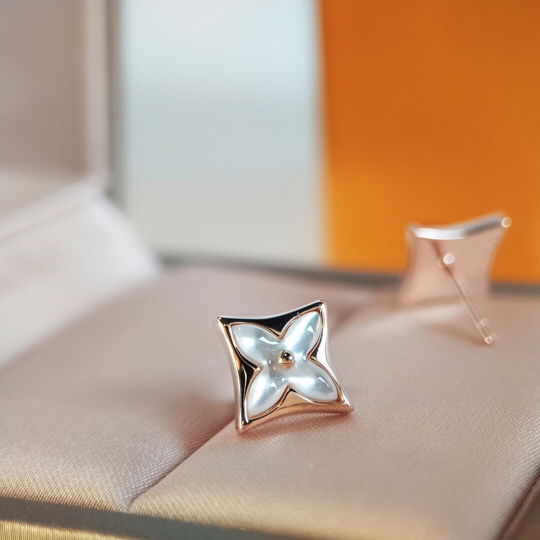 [LumiVibe]STAR MOP PINK GOLD EARRINGS