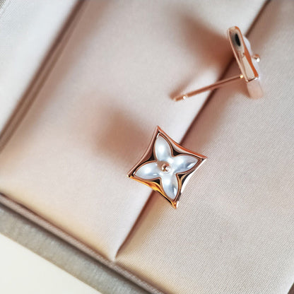 [LumiVibe]STAR MOP PINK GOLD EARRINGS