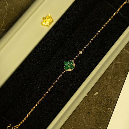 [LumiVibe]SUN MALACHITE 1 DIAMOND PINK GOLD BRACELET