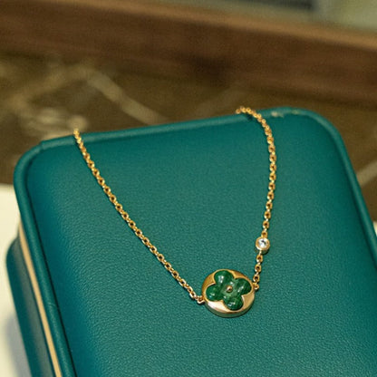 [LumiVibe]SUN MALACHITE 1 DIAMOND PINK GOLD BRACELET