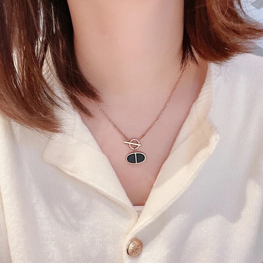 [LumiVibe]CHAINE VERSO BLACK CERAMIC NECKLACE