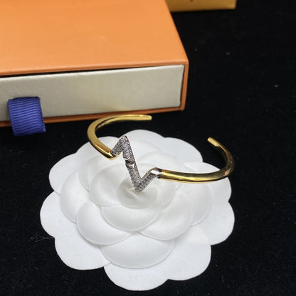 [LumiVibe]VOLTE UPSITE DOWN DIAMOND GOLD OPEN BRACELET