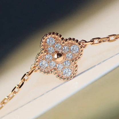 [LumiVibe]CLOVER 20 MOTIFS DARK MOP DIAMOND  NECKLACE