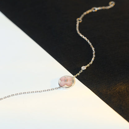 [LumiVibe]SUN MOTIF PINK MOP SILVER BRACELET