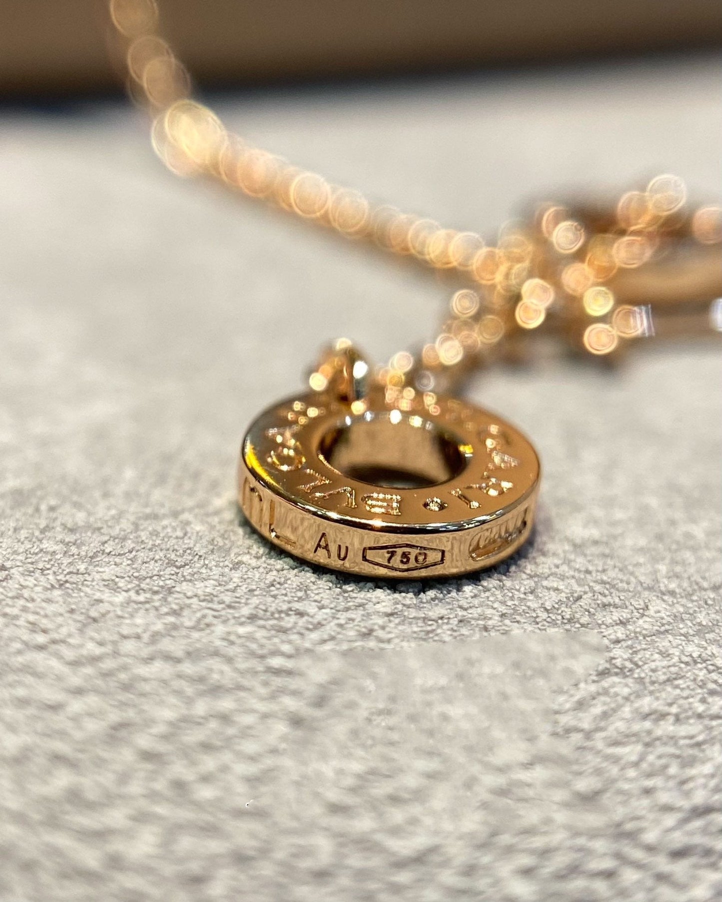 [LumiVibe]DREAM MOP DIAMOND PAVED PINK GOLD NECKLACE