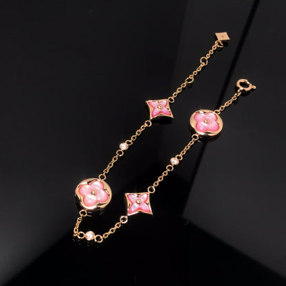 [LumiVibe]STAR AND SUN 4 MOTIF PINK MOP PINK GOLD BRACELET