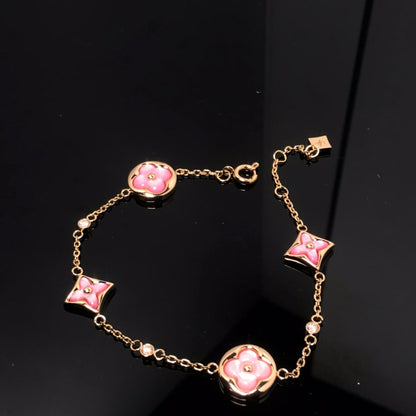 [LumiVibe]STAR AND SUN 4 MOTIF PINK MOP PINK GOLD BRACELET