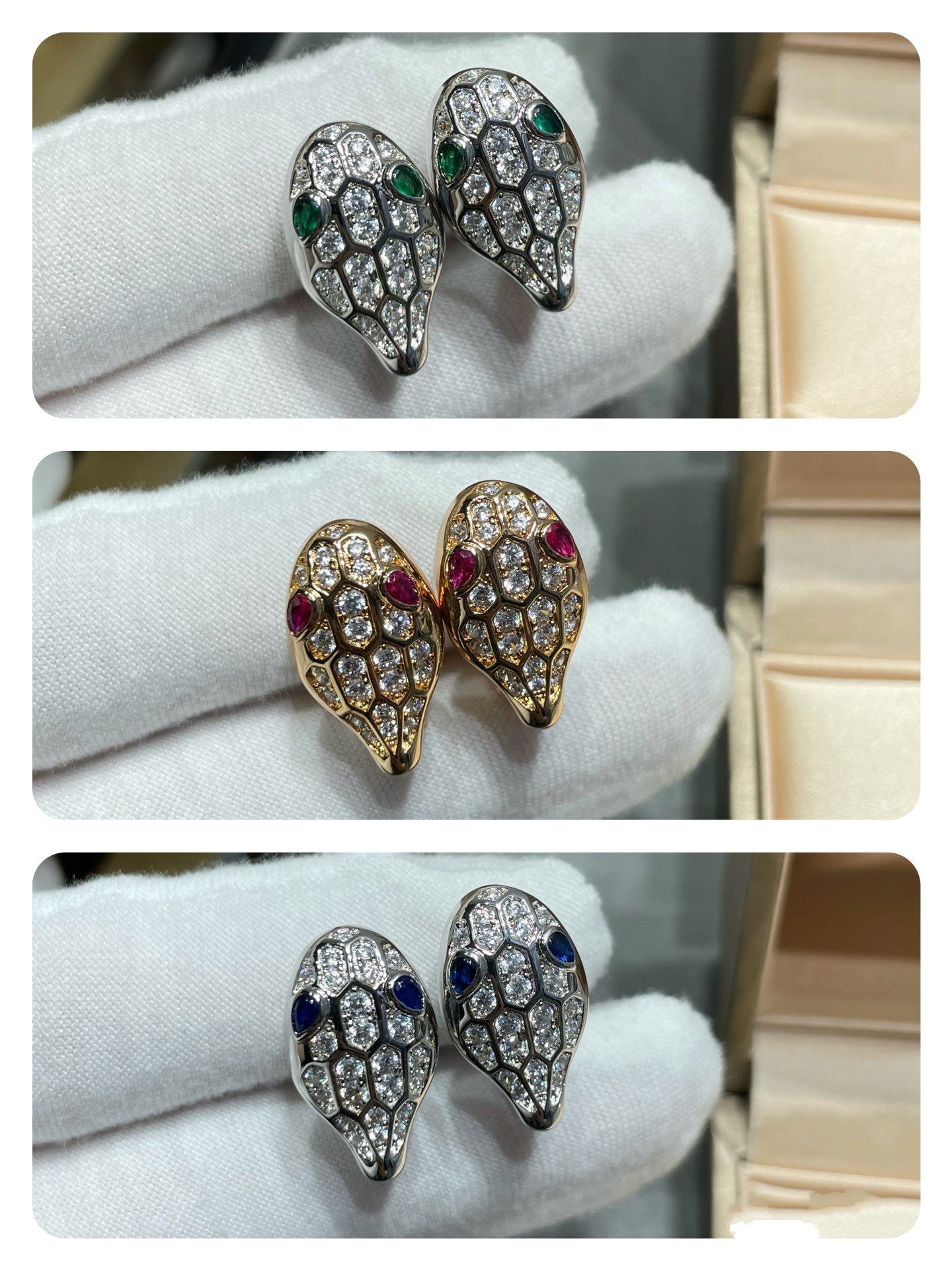 [LumiVibe]SERPENT DIAMOND STUD EARRINGS