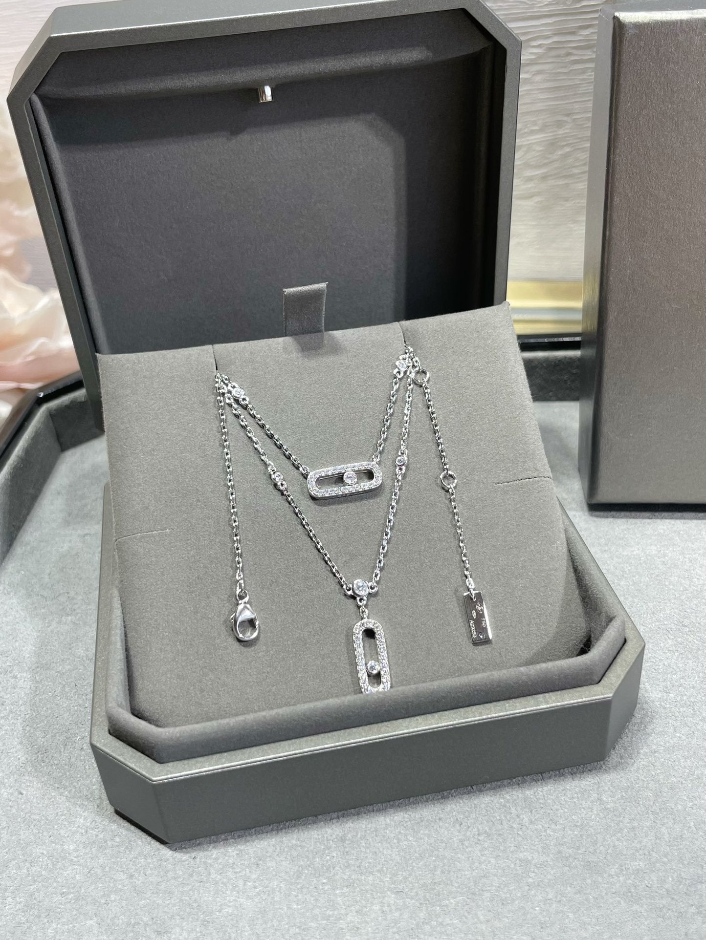 [LumiVibe]MOVE 2 ROW DIAMOND NECKLACE