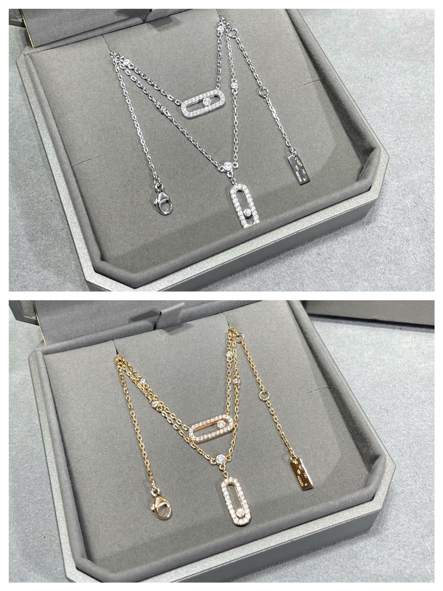 [LumiVibe]MOVE 2 ROW DIAMOND NECKLACE