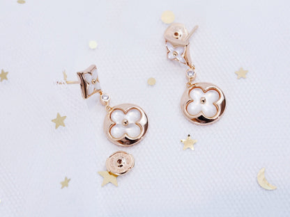 [LumiVibe]STAR AND SUN PINK GOLD MOP DROP EARRINGS