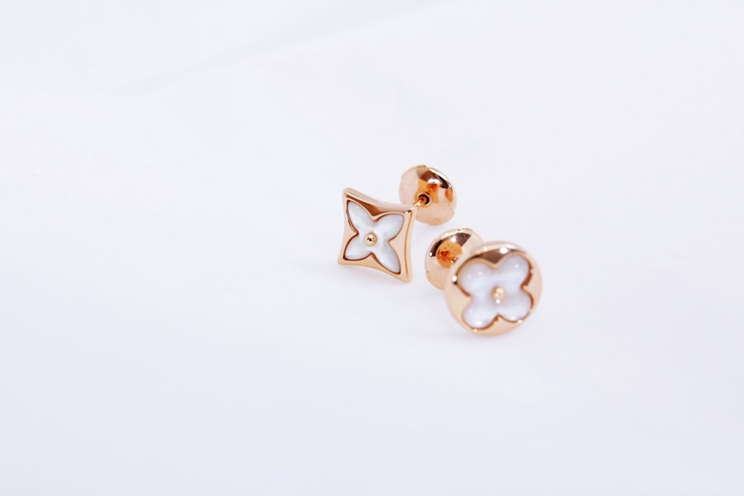[LumiVibe]STAR AND SUN PINK GOLD MOP STUD EARRINGS