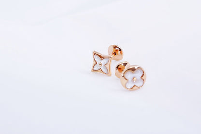 [LumiVibe]STAR AND SUN PINK GOLD MOP STUD EARRINGS