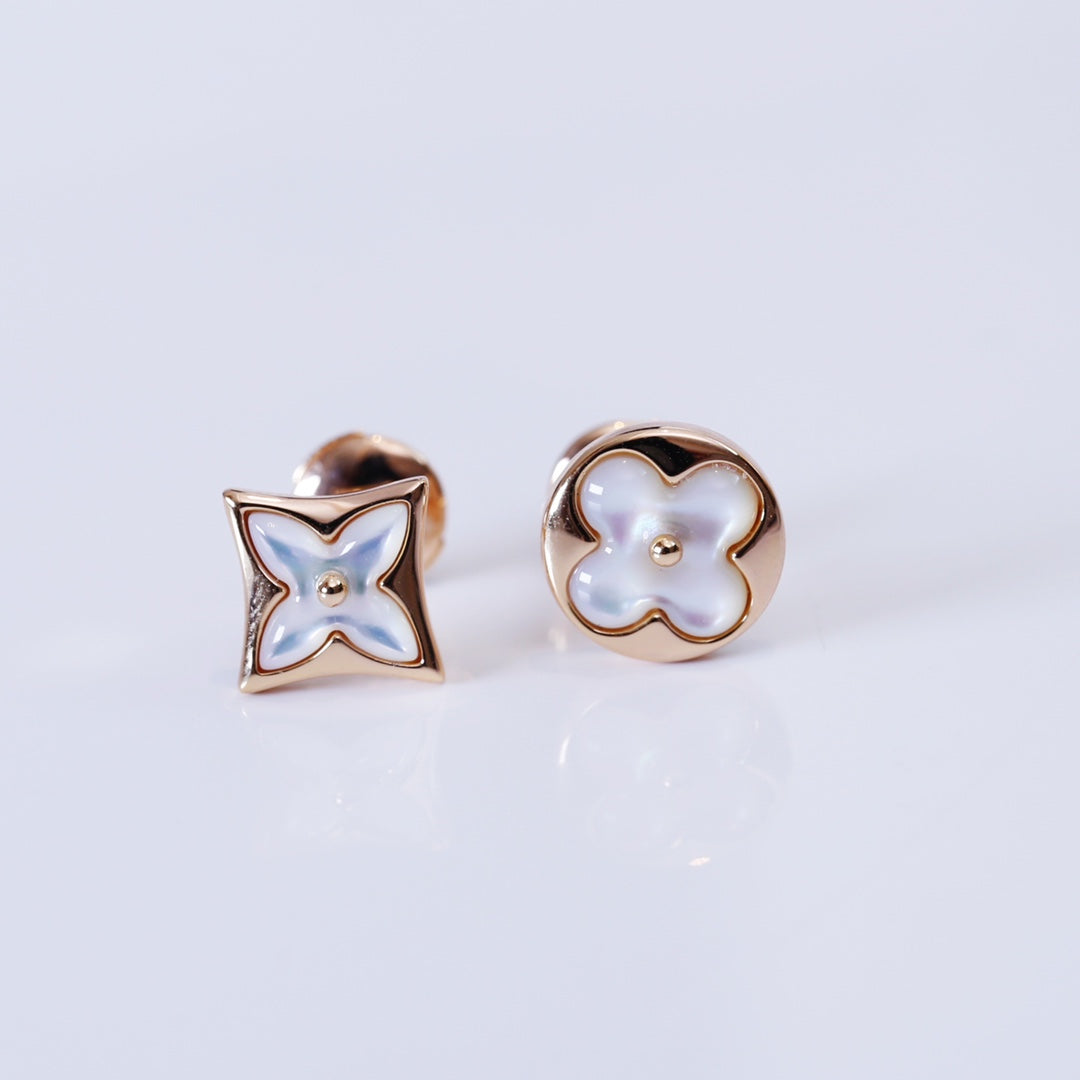 [LumiVibe]STAR AND SUN PINK GOLD MOP STUD EARRINGS