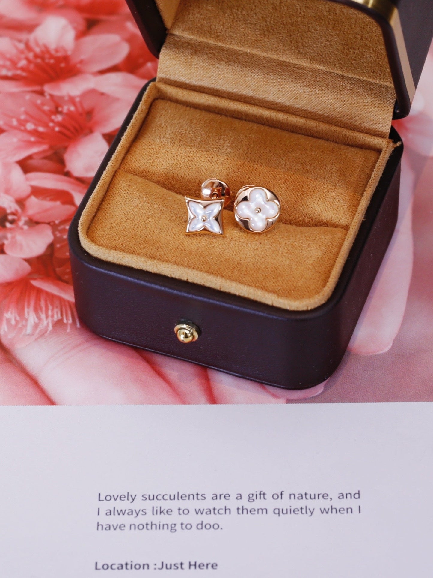 [LumiVibe]STAR AND SUN PINK GOLD MOP STUD EARRINGS