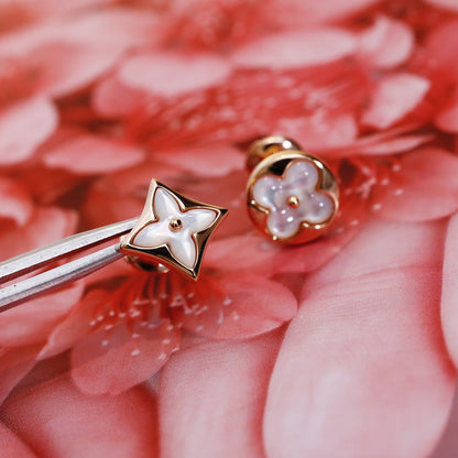 [LumiVibe]STAR AND SUN PINK GOLD MOP STUD EARRINGS