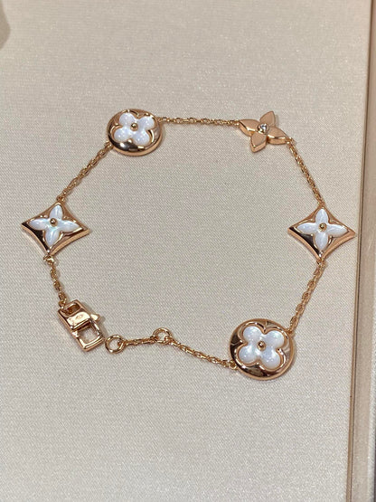 [LumiVibe]STAR AND SUN 5 MOTIF MOP PINK GOLD BRACELET