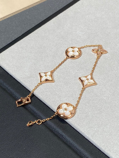 [LumiVibe]STAR AND SUN 5 MOTIF MOP PINK GOLD BRACELET