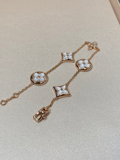 [LumiVibe]STAR AND SUN 5 MOTIF MOP PINK GOLD BRACELET