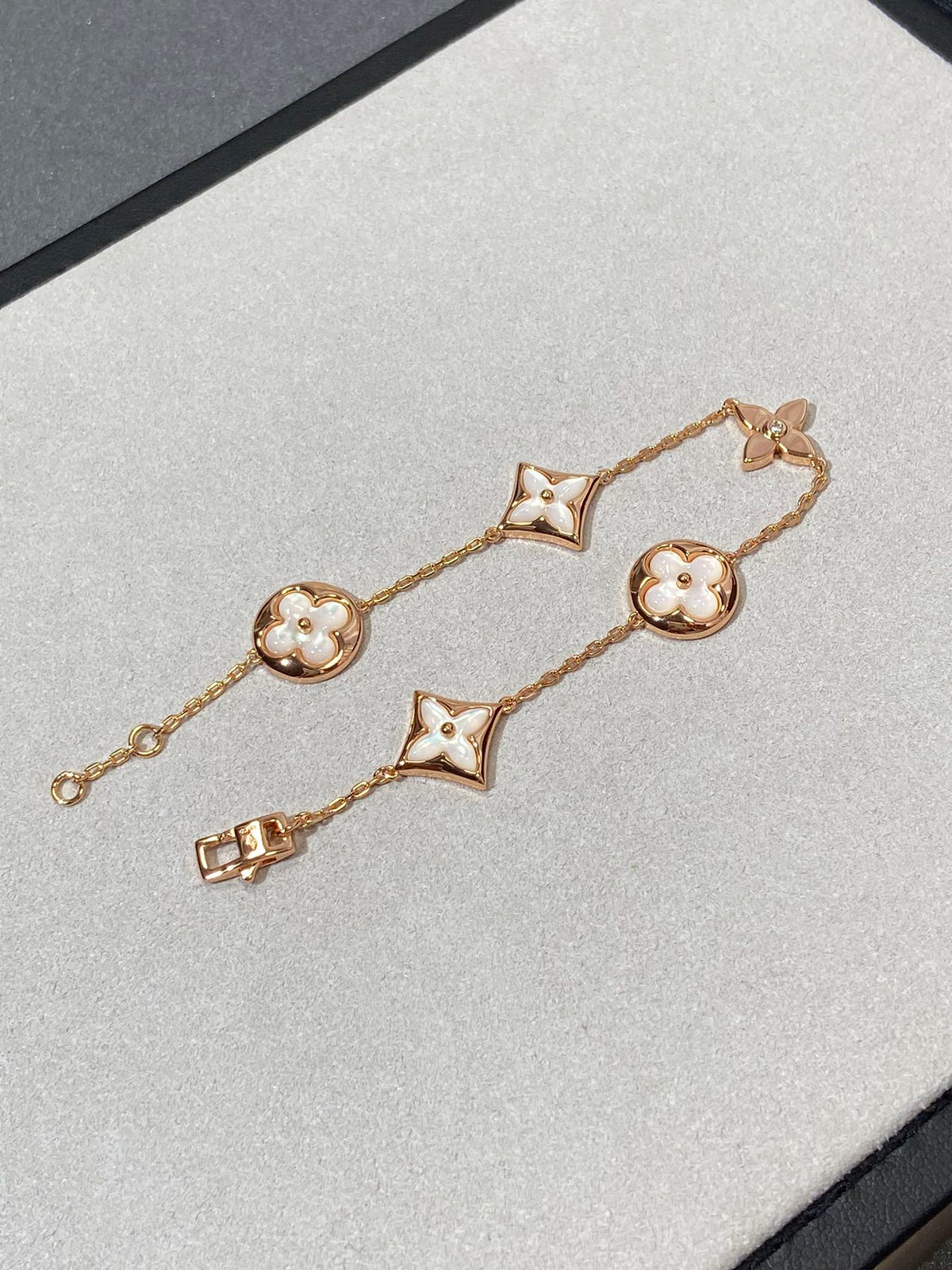 [LumiVibe]STAR AND SUN 5 MOTIF MOP PINK GOLD BRACELET