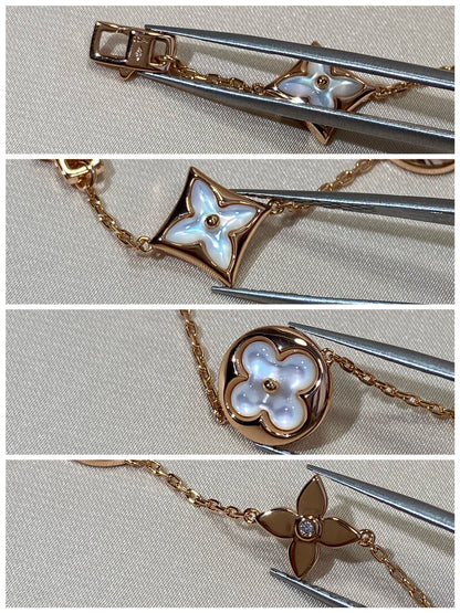 [LumiVibe]STAR AND SUN 5 MOTIF MOP PINK GOLD BRACELET