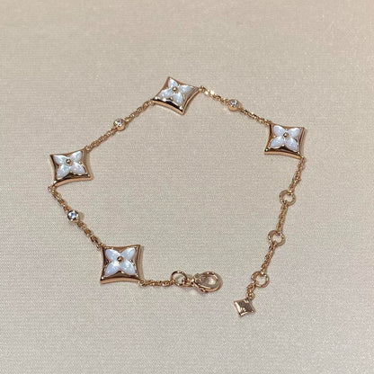 [LumiVibe]STAR 4 MOTIF MOP DIAMOND PINK GOLD BRACELET