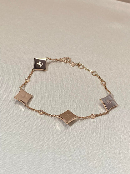 [LumiVibe]STAR 4 MOTIF MOP DIAMOND PINK GOLD BRACELET