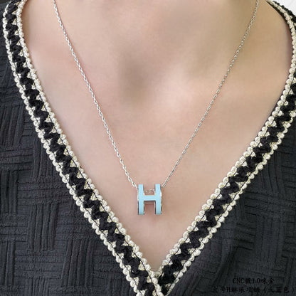[LumiVibe]POP H SKY BLUE NECKLACE