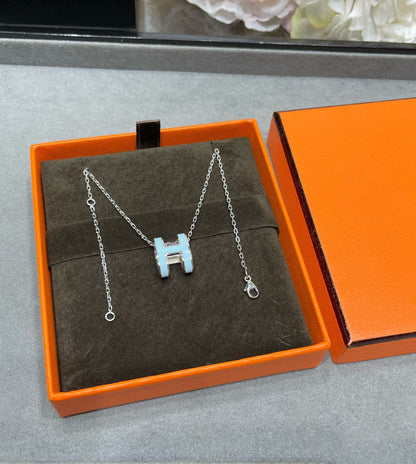 [LumiVibe]POP H SKY BLUE NECKLACE