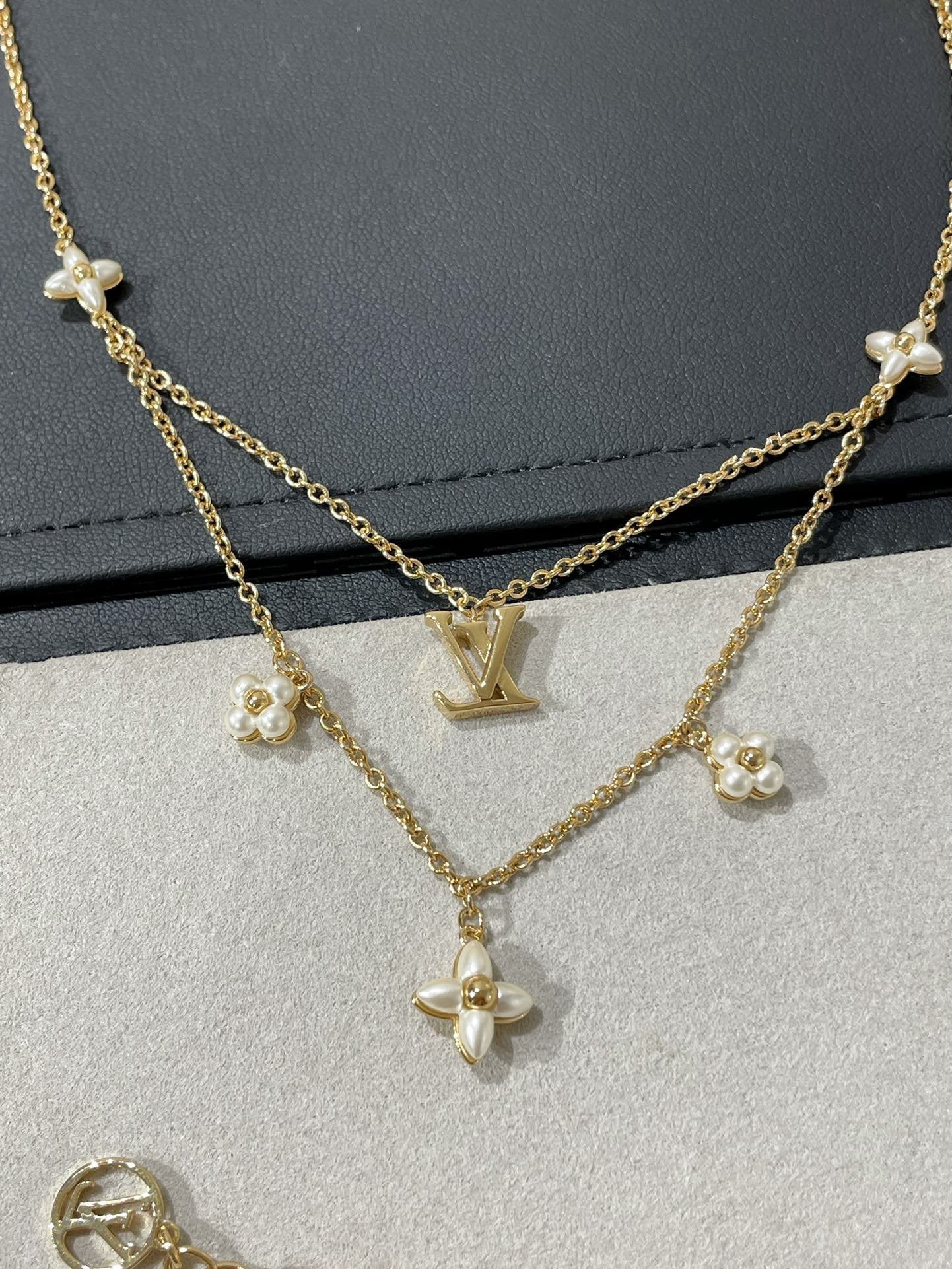 [LumiVibe]FLOWERGRAM GOLD MOP DOUBLE ROW NECKLACE