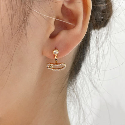 [LumiVibe]MOVE UNO PINK GOLD DIAMOND EARRINGS