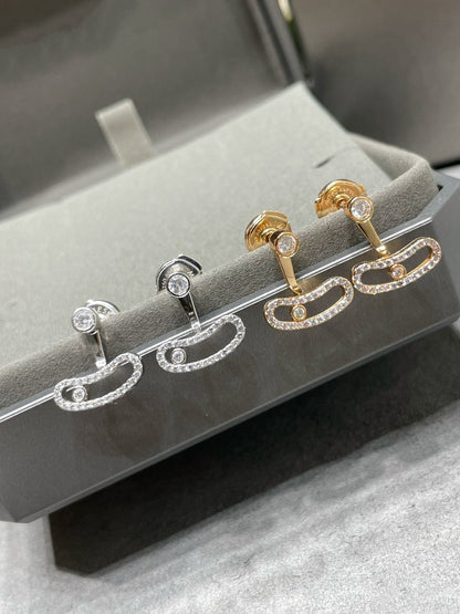 [LumiVibe]MOVE UNO PINK GOLD DIAMOND EARRINGS